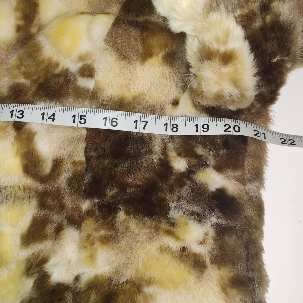 Day Trip Faux Fur Calico Color Brown White Yellow Size Large - Picture 7 of 9